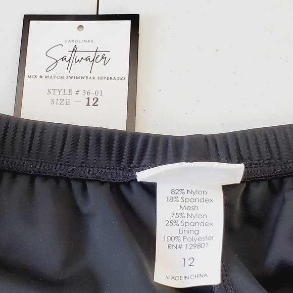 NWT Carolinas Saltwater Swim Skirt Size 12 Black Full Coverage Swim Bottom Beach - Picture 7 of 10